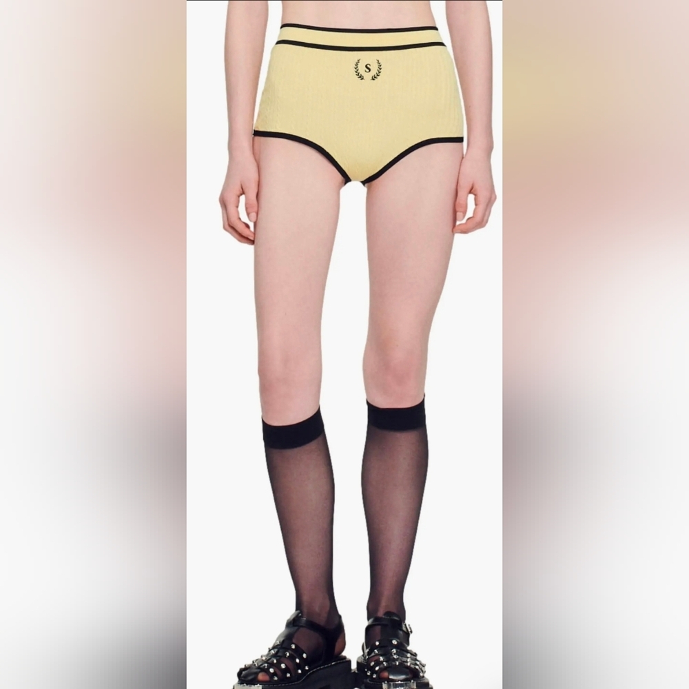 Sandro Corbusier‎ Logo Knit Briefs In Yellow Wise 36
